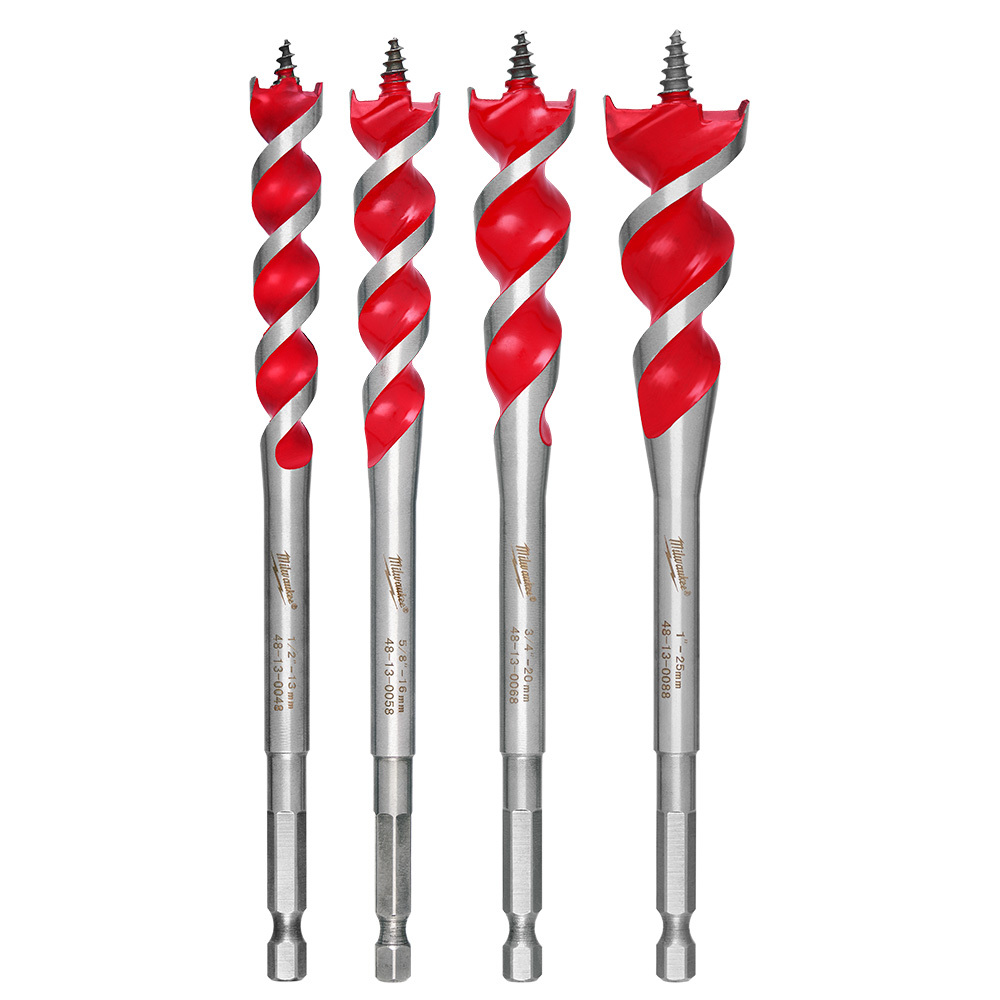 48-13-0400 Speed Feed Wood Drill Bit Set, 4 Pieces, Alloy Steel
