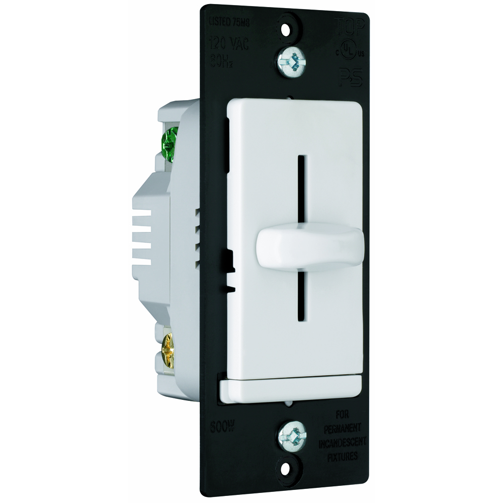 LS600W Wattstopper LS TradeMaster Decorator Dimmer Switch, 120 VAC, 1 Poles, On/Off Operation, White