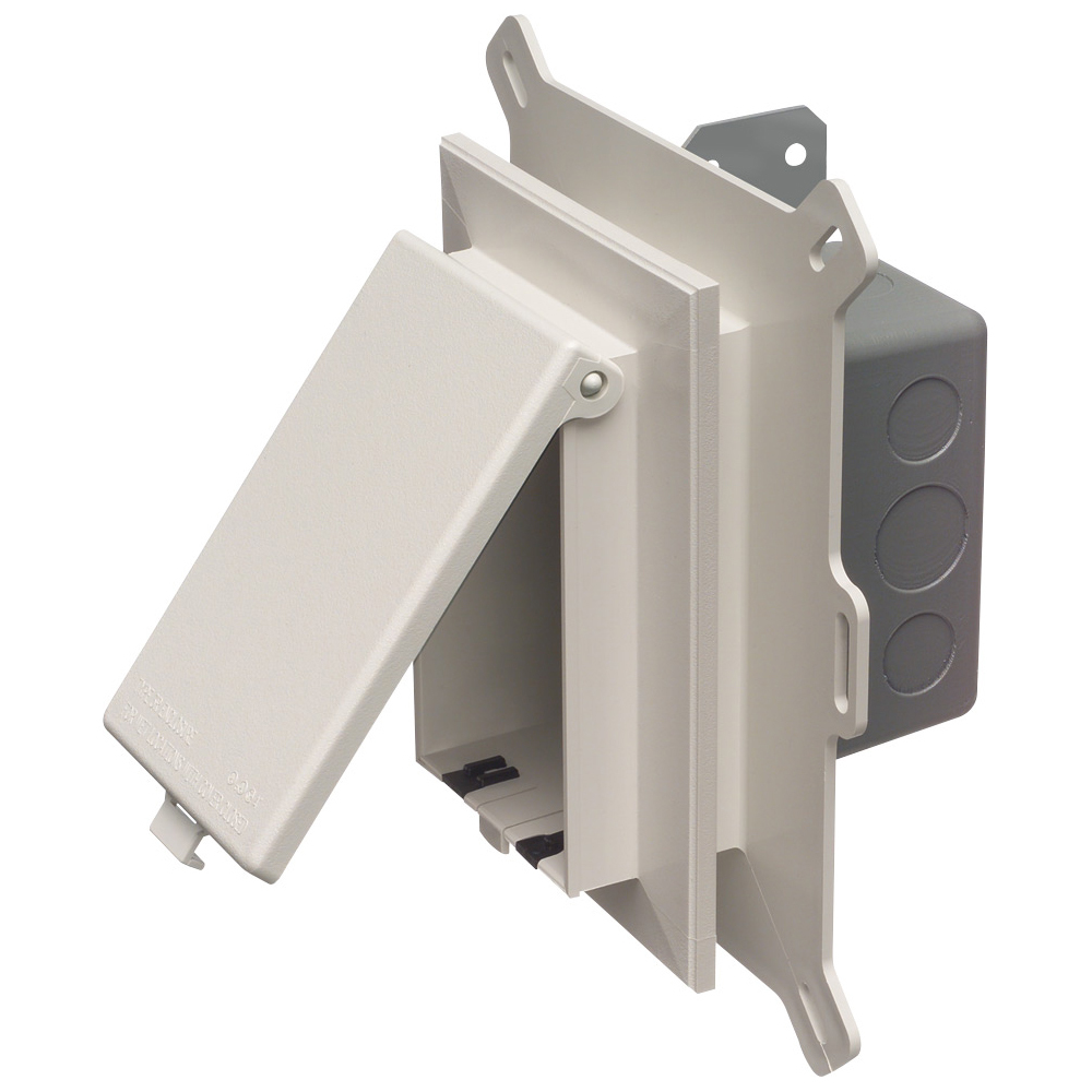DSBVS1W InBox DB Series Low Profile Weatherproof Electrical Box, Plastic, 25 cu-in Capacity, 1 Gang, 9.058 in L x 7.012 in W x 5.129 in H