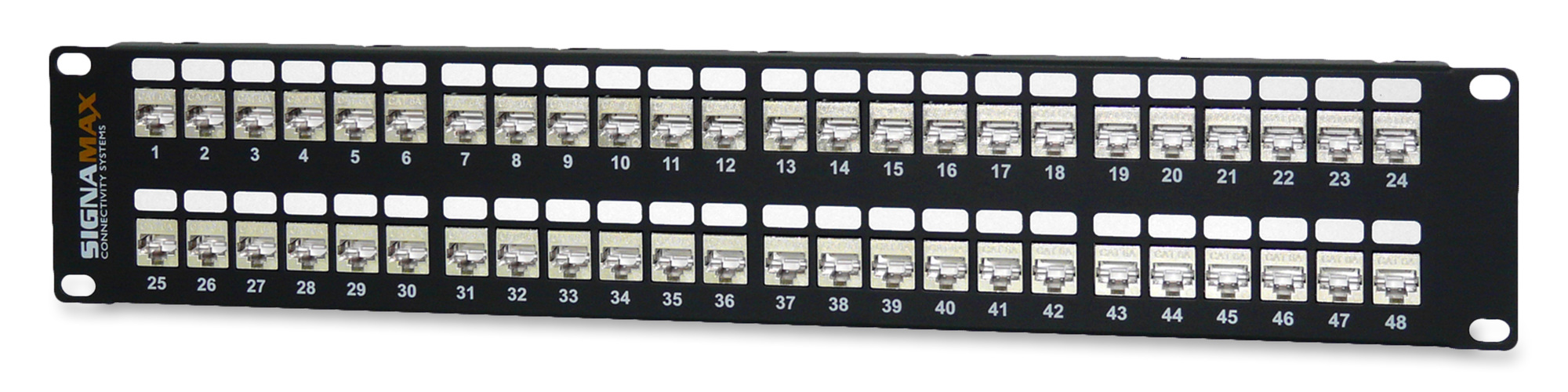48-Port Category 6A MT-Series Screened Patch Panel, 2 RMU