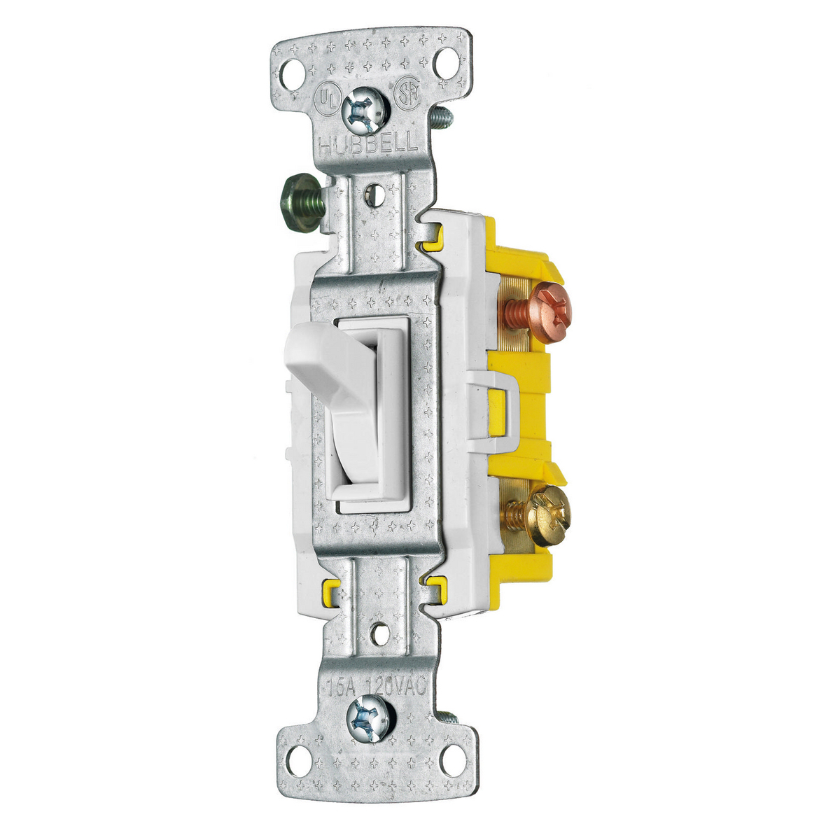 RS315W 3-Way Compact General Purpose Grounding Standard Toggle Switch, 120 V, 15 A, 1800 W Power Rating, 2-Position Contact