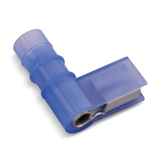 KNF14-250FFD-M Spec-Kon Flag Female Disconnect, 16 to 14 AWG Conductor, 0.25 in W x 0.032 in THK Tab, Brazed Seam/Funnel Entry/Internal Serration Barrel, Brass, Blue, Fully Insulated