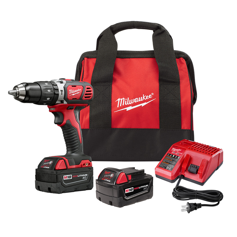 2607-22 M18 Hammer Drill/Driver Kit, 1/2 in Metal Single Sleeve Ratcheting Lock Chuck, 18 V DC, 400/1800 rpm No-Load, Li-Ion Battery
