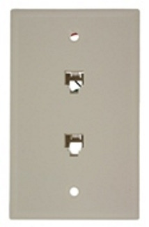 40244-T Screw Terminal Standard Telephone Wall Jack, 1 Gangs, 2-3/4 in W, Plastic, Box Mount