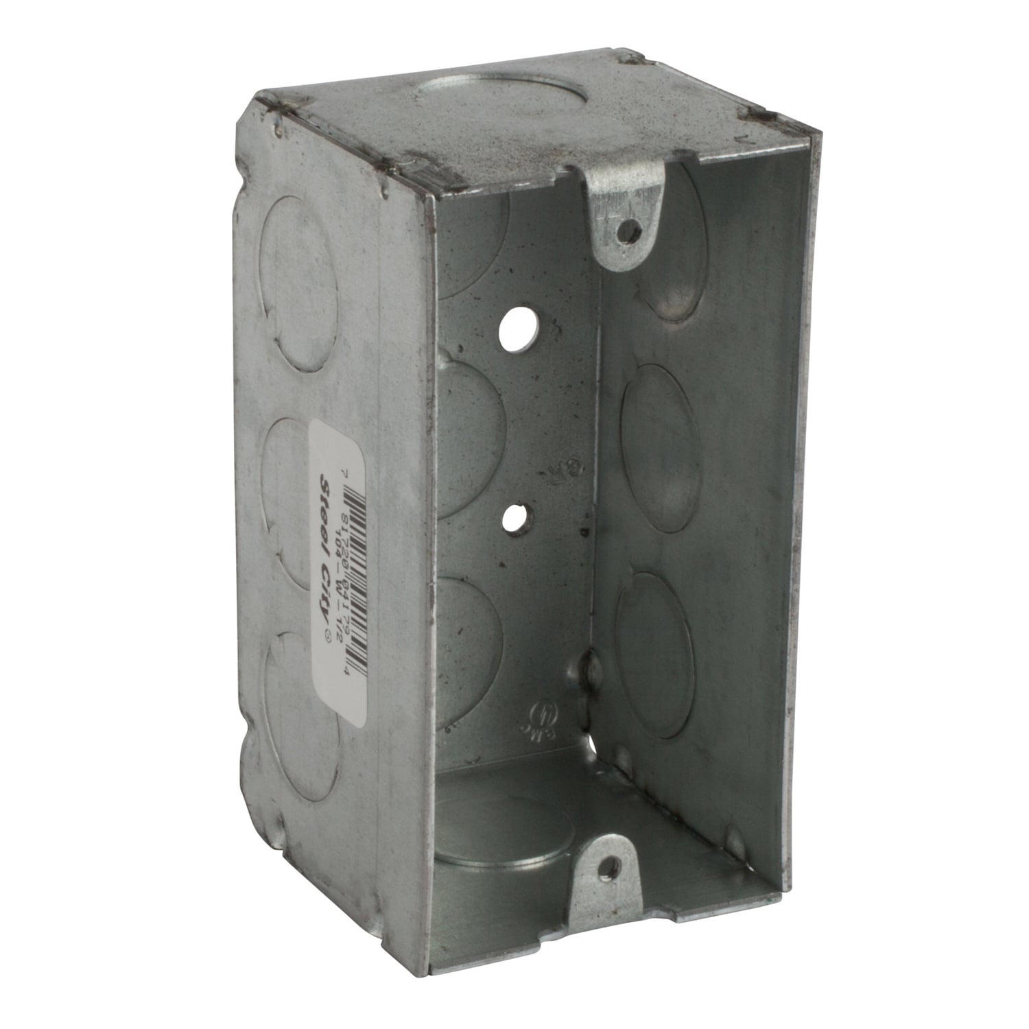 104-W-1/2 Steel City Welded Style Device/Handy Box, Steel, 15.6 cu-in Capacity, 1 Gangs, 1 Outlets, 6 Knockouts