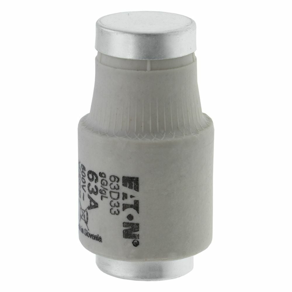 63D33 Low Voltage Non-Indicating Time Delay D Fuse Link, 500 V, 63 A, For Use With E33/DIII Size Screw Cap, Class C gG/gL Fuse, Ceramic