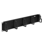 49253-2CM 2-RU 5-Ring Flat Horizontal Patch Cord Organizer, 3.47 in H x 19 in W x 2-1/2 in D, Steel, Black