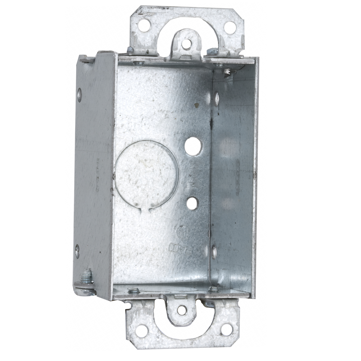 400 Gangable Switch Box, Steel, 7.5 cu-in Capacity, 1 Gangs, 1 Outlets, 3 Knockouts, 2 in H x 4.22 in W x 1.5 in D