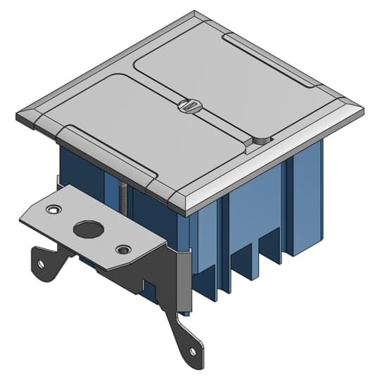 B234BFSS Carlon Adjust-A-Box Adjustable Non-Metallic Floor Box, Stainless Steel, 34 cu-in Capacity, 2 Gangs, 4-3/4 in L x 5 in W x 3 in H