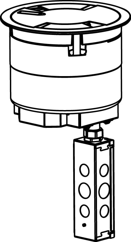 8AT2PBZ Evolution 8AT Pre-Wired Recessed Poke-Through Assembly With Flush Style Cover, 8 in Hole, 5 Gangs, 24.5 cu-in Capacity, Plastic/Steel