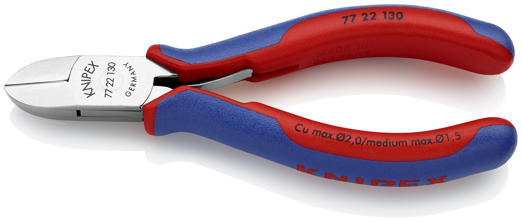 Electronics Diagonal Cutters, 5 1/4 in., Multi-component, Polished, Semi-flush with Small Bevel Cut, Oval Head, Up to  1/16 in. Medium Wire