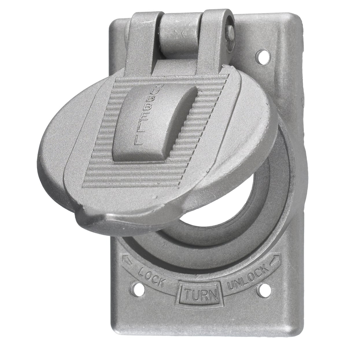 HBL23007 Non-Weatherproof Standard Lift Cover With 1.4 in Opening, 4.56 in L x 2.84 in W x 1.031 in D, Cast Aluminum