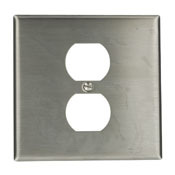 84039-40 Standard Size Traditional Wall Plate, 2 Gangs, 4.56 in W x 4.5 in H, 302 Stainless Steel