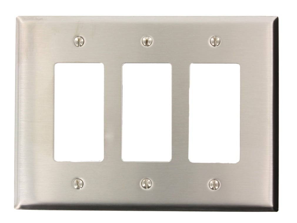 SO263 Oversized GFCI Wall Plate, 3 Gangs, 302 Stainless Steel