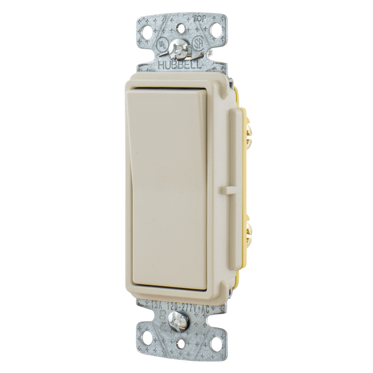 RSD115LA Residential Grade Self-Grounding Standard Rocker Switch, 120/277 V, 15 A, 4155 W Power Rating, 2 Position Contact