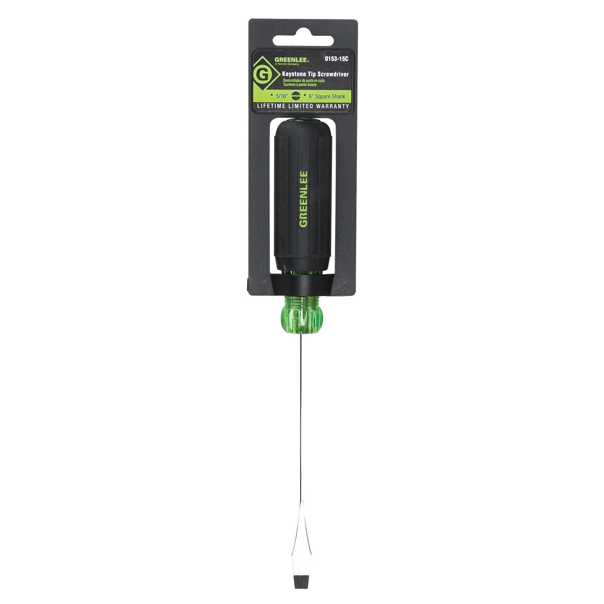 0153-15C Heavy Duty Screwdriver, 5/16 in Slotted Point, Hardened Steel Shank, 10-15/16 in OAL, Acetate Handle, Black Phosphate Plated, ASME Specified