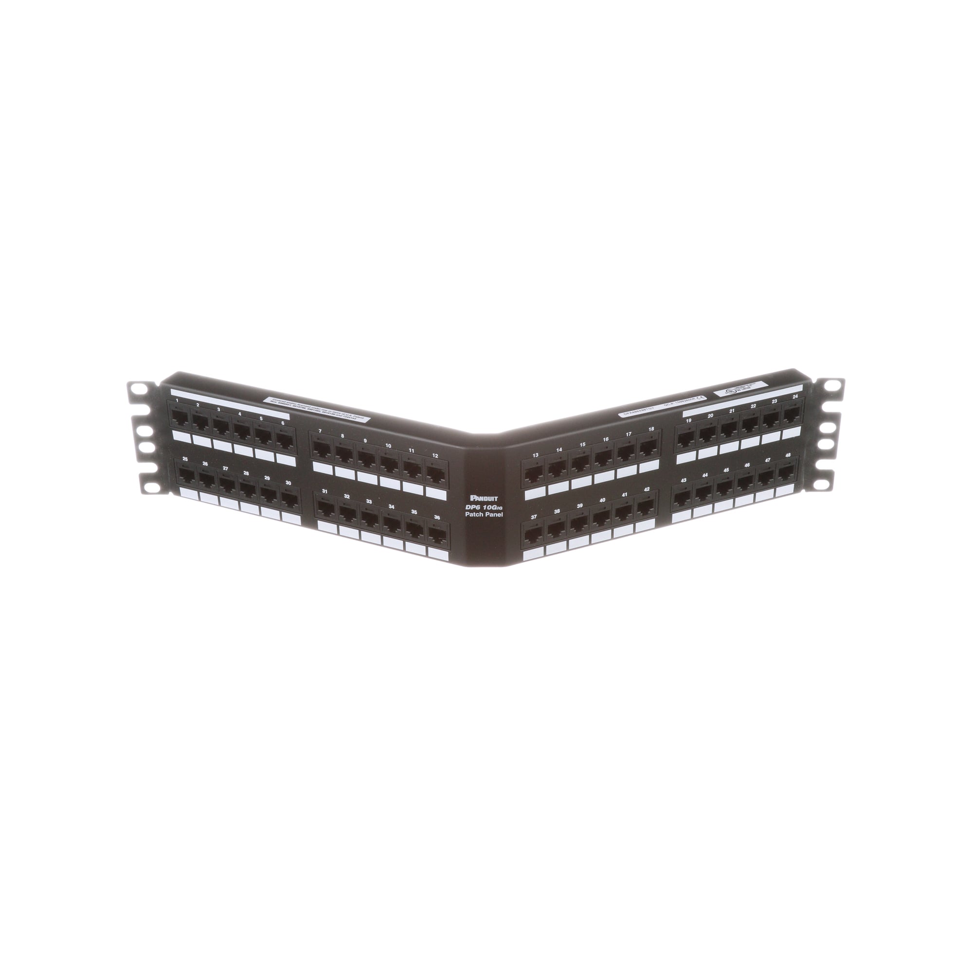 Cat 6A Angled Punchdown Patch Panel, 48 Port, 2 RU