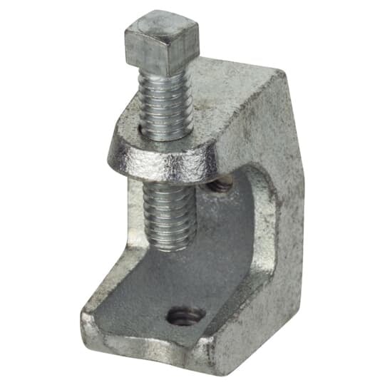 502 Steel City Beam Clamp, 3/8-16 Rod, 1 in THK Flange, 1300 lb Load, Malleable Iron, Electroplated