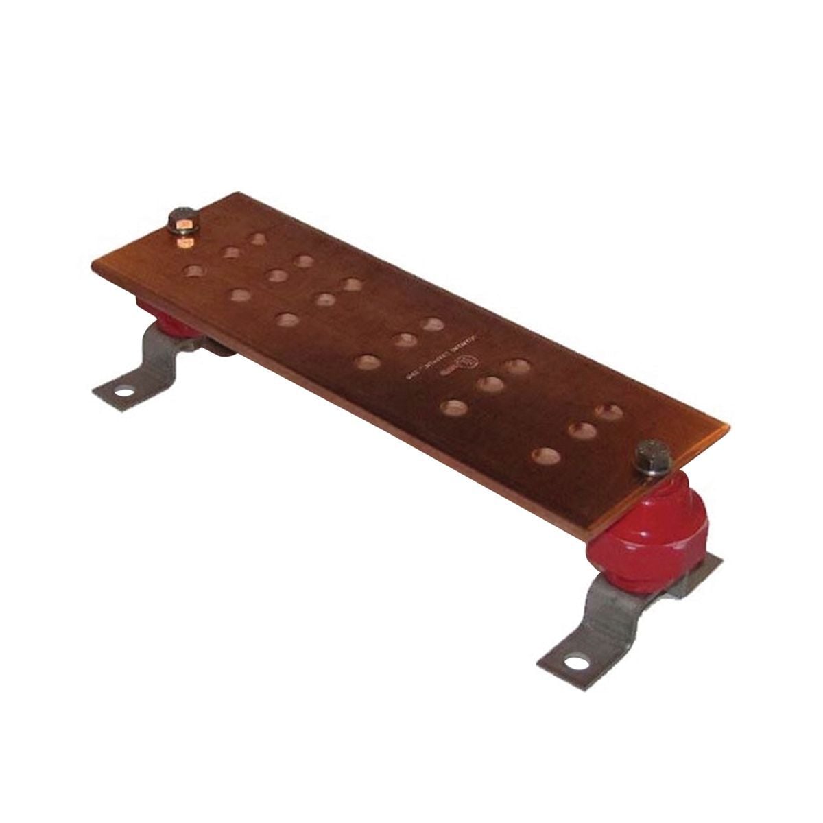 BBB14412E Busbar With Insulator Bracket, 12 in L x 4 in W, 18 Holes, Copper