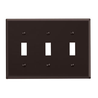 85011 Standard Size Wall Plate, 3 Gangs, 6.37 in W x 4.5 in H, Thermoset, Brown
