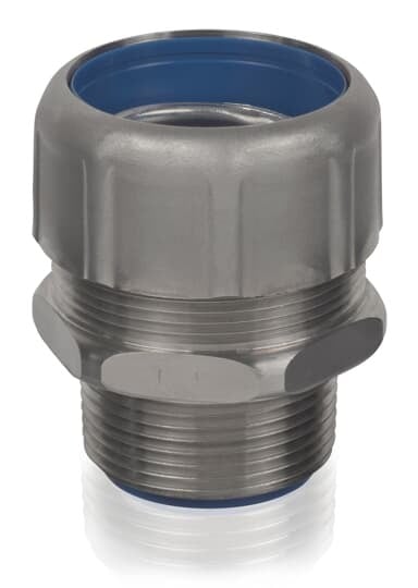5337SST6 T&B Safe Edge 5300SST6 Insulated NPT Thread Standard Straight Conduit Connector With Dura Plate Ground Cone, 2 in Trade, 2 in Cable Openings, 316 Stainless Steel