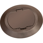 Round Plastic cover kits with one flip lid. Includes round plastic gasketed cover, mounting plate and leveling ring. Brown.