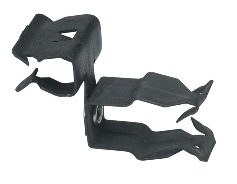 BP-16-E-5-8 Push Style Conduit to Beam Fastener, 1 in, 3/4 in Conduit, 5/16 to 1/2 in THK Flange, 15 lb Load, High Carbon Steel, Zinc Phosphate