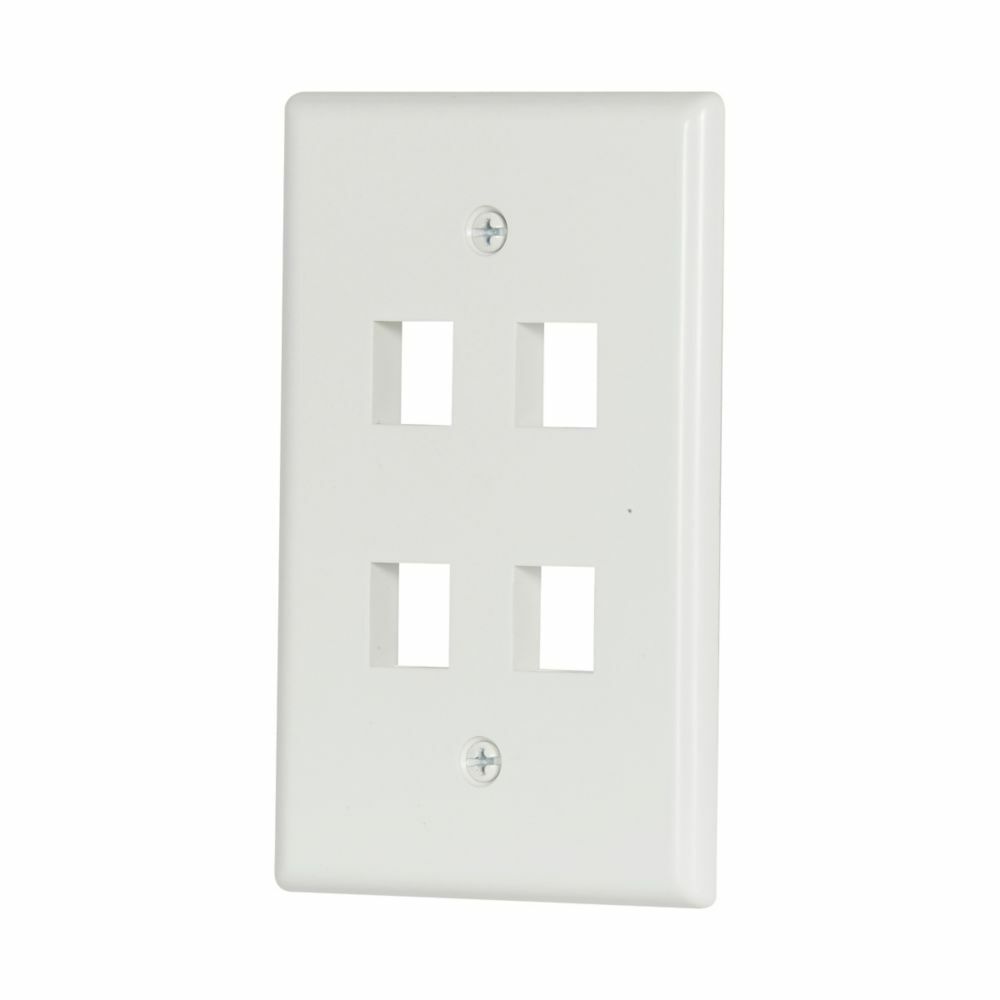 Eaton Modular wallplate, 4 Port Modular, MidSize, WH