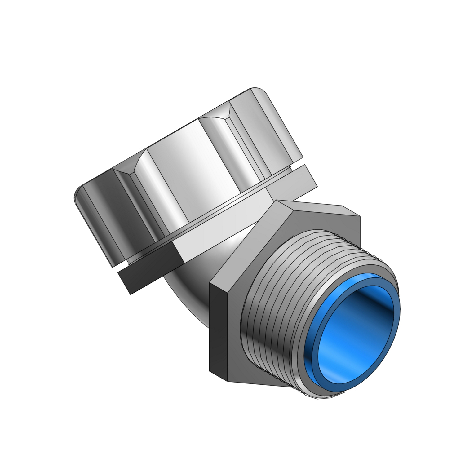 9342 T&B Insulated Conduit Connector, 1/2 in Trade, 45 deg, Steel, Chromate/Galvanized