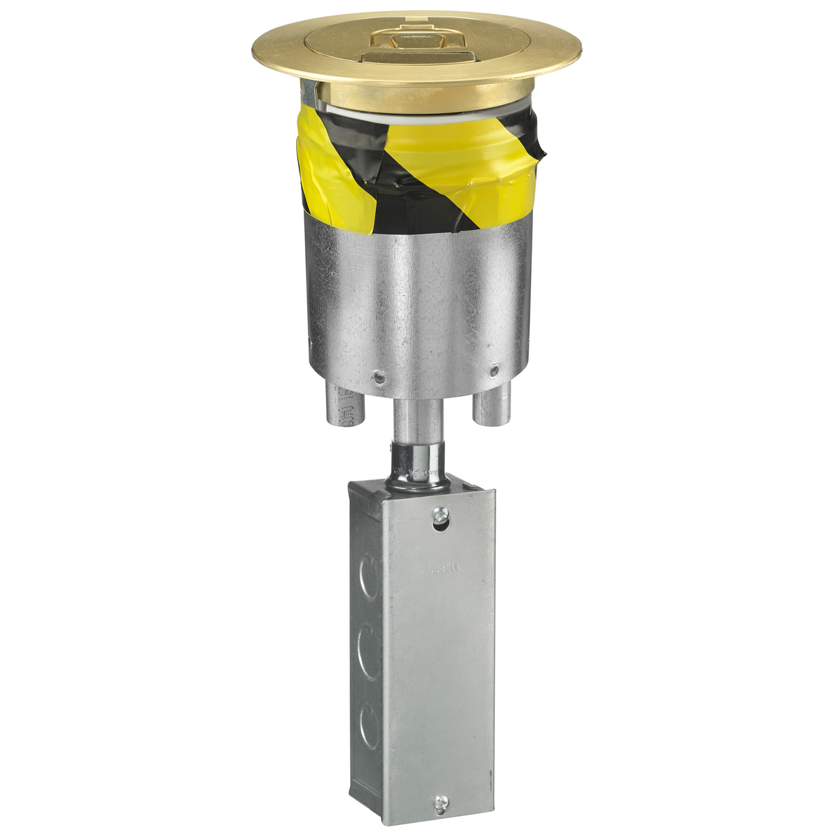 S1R4PTQUADBRS 1-Piece Recessed Standard Sized Poke-Through Assembled Unit, 4 in Hole, 0.1 in THK Cover, 23.5 cu-in Capacity, Assorted Materials