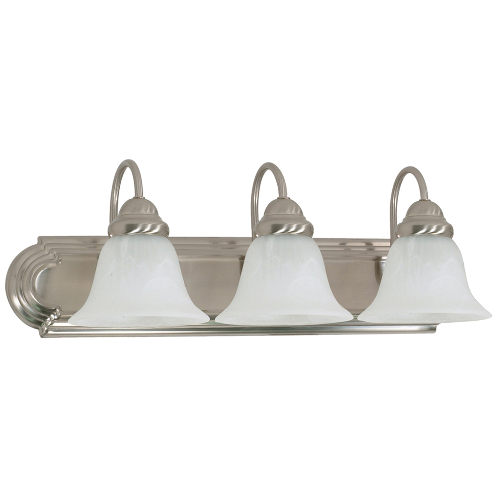 60-321 Castillo Traditional Vanity Light Fixture, (3) A19 Lamp, 120 V AC, Brushed Nickel Housing