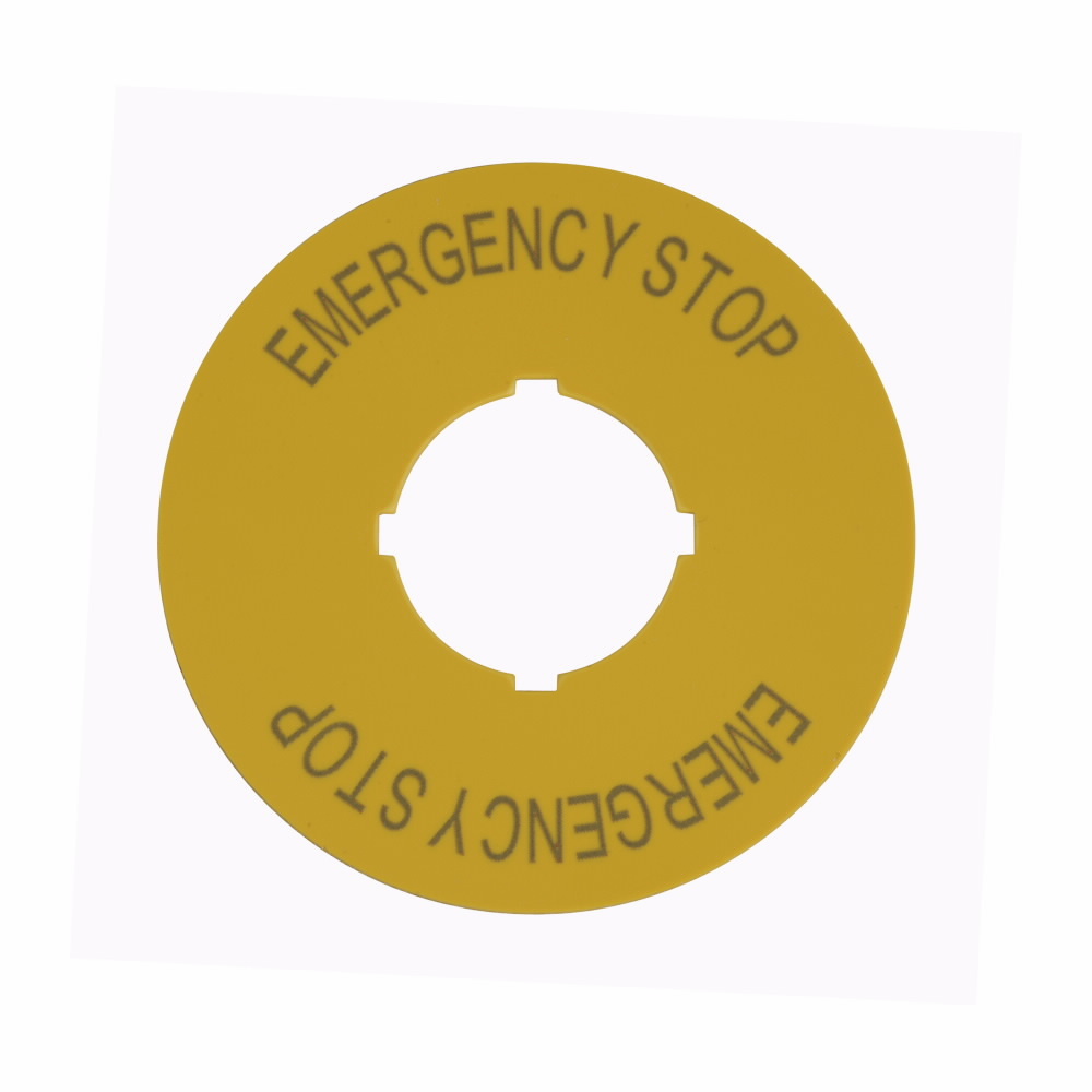 M22-XBK5 M22 Complete Legend Plate, 2.36 in W, Round Plate, Plastic, Yellow Field