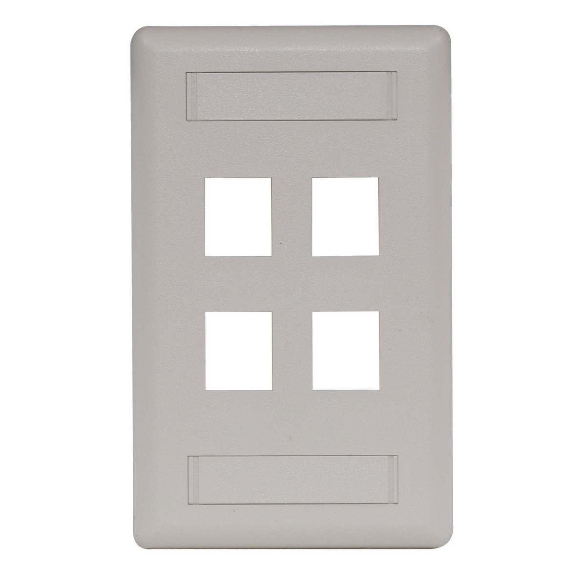 IFP14OW Molded Rear Load Standard Keystone Faceplate, 1 Gangs, 4 Ports, Phone/Data/Multimedia Module, Fastened Mount, High-Impact Thermoplastic