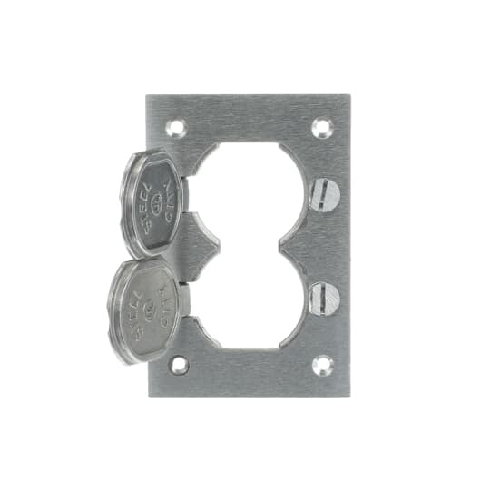 P64-DS-AL Steel City MopTite Cover Plate With Duplex Lift Lid, 4-1/2 in L x 3 in W, Aluminum