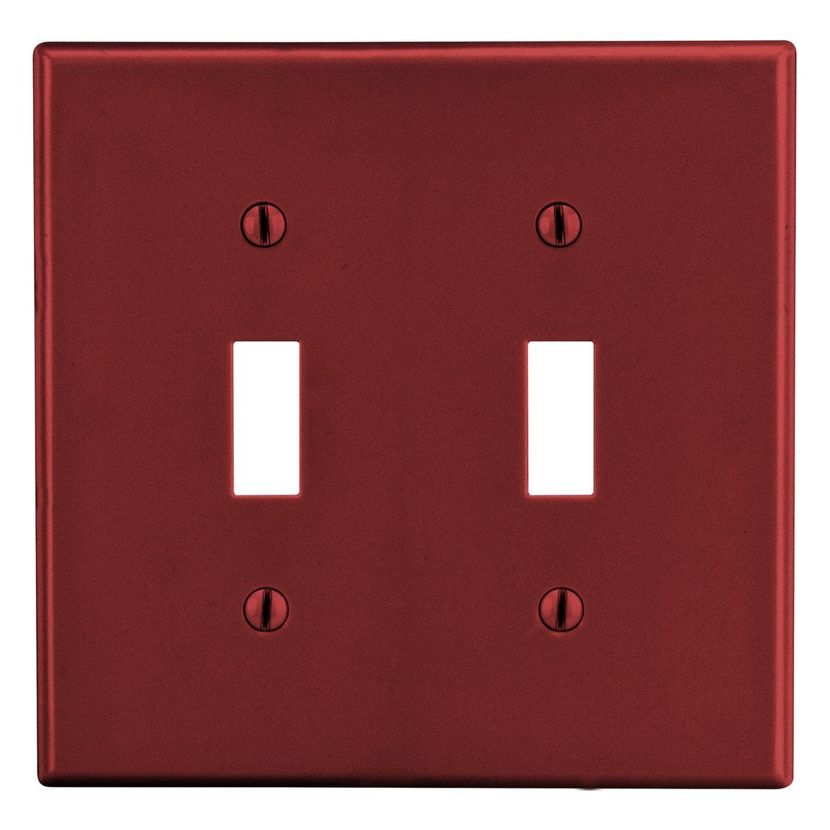 PJ2R Mid-Size Non-Metallic Wall Plate, 2 Gangs, 5 in W x 4.94 in H, Polycarbonate Thermoplastic, Red