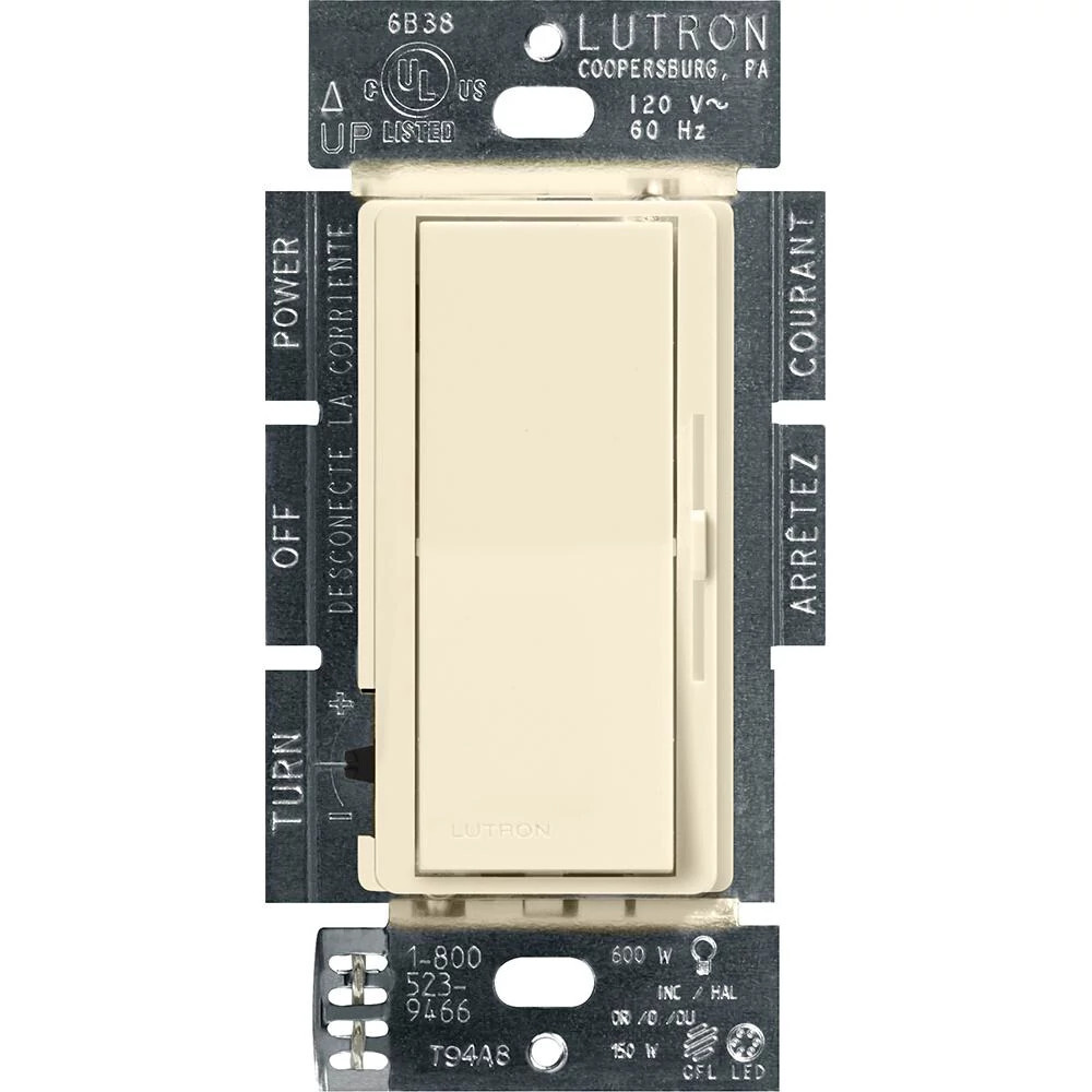 DVCL-153PH-AL Diva LED+ Dimmer Switch, No Neutral Required, 150W LED, 1 Pole/3-Way, 120V, Almond