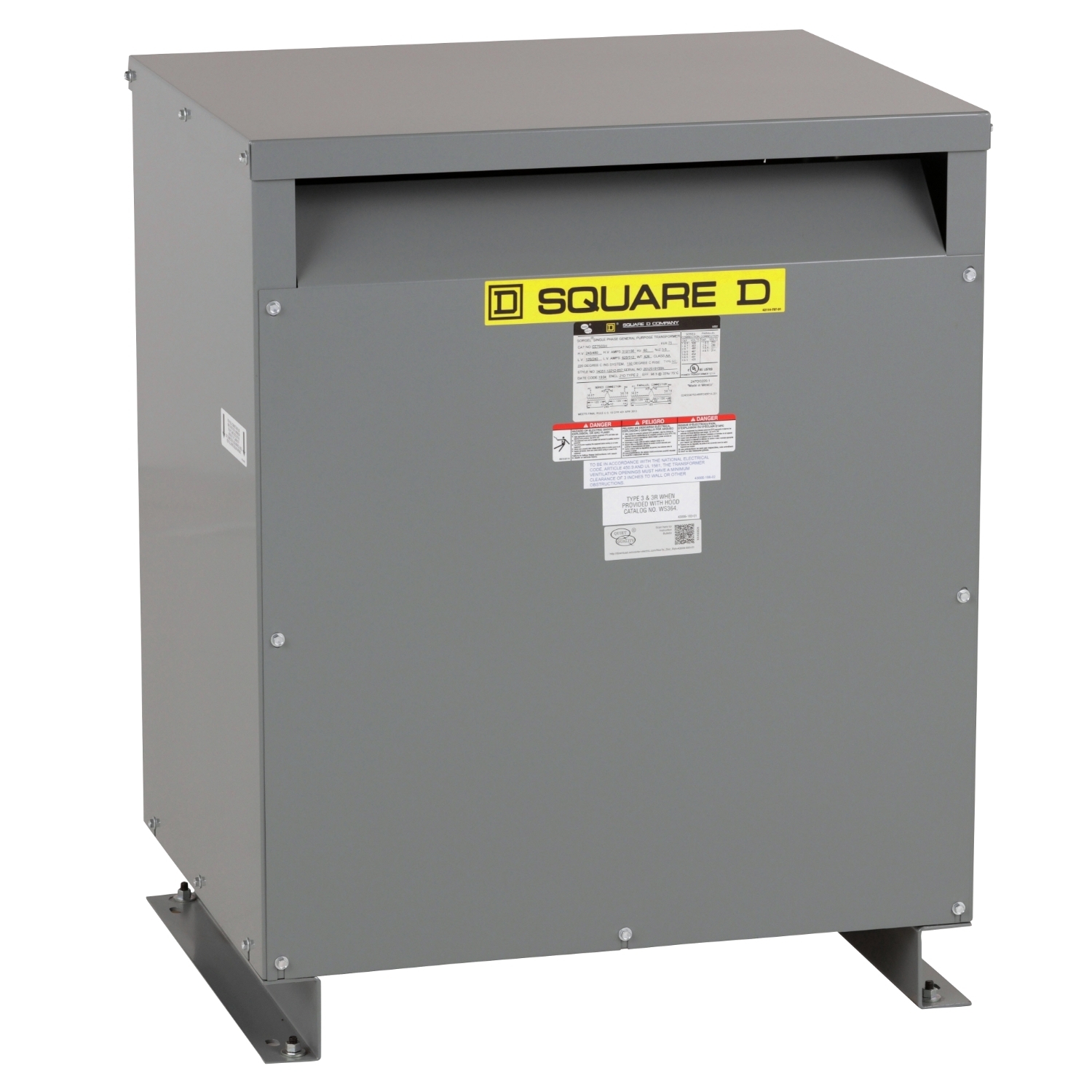 EE75S3H Energy Efficient Low Voltage Transformer, 240/480 V Primary, 120/240 V Secondary, 75 kVA Power Rating, 1 Phase