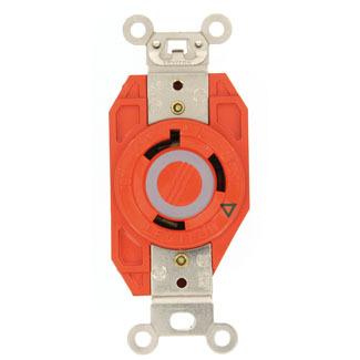 2630-IG Isolated Grounding Locking Receptacle, 277 V AC, 30 A, 2 Poles, 3 Wires, Orange