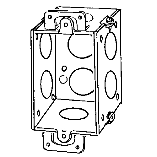 111 Square Corner Gangable Switch Box, Steel, 10 cu-in Capacity, 1 Gangs, 8 Knockouts