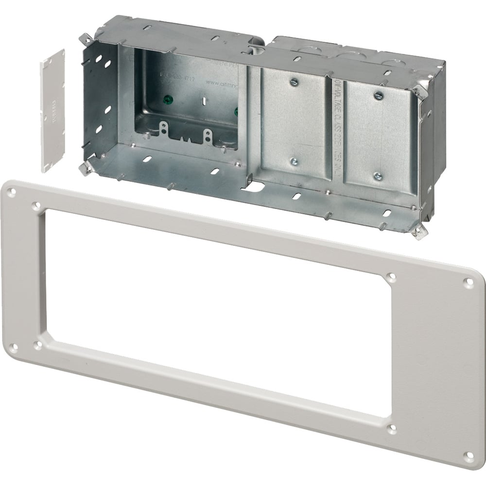 TVBS613 Power Low Voltage Recessed Combination Box, Steel, 4 Gangs, 7 in L x 17 in W x 3.848 in H