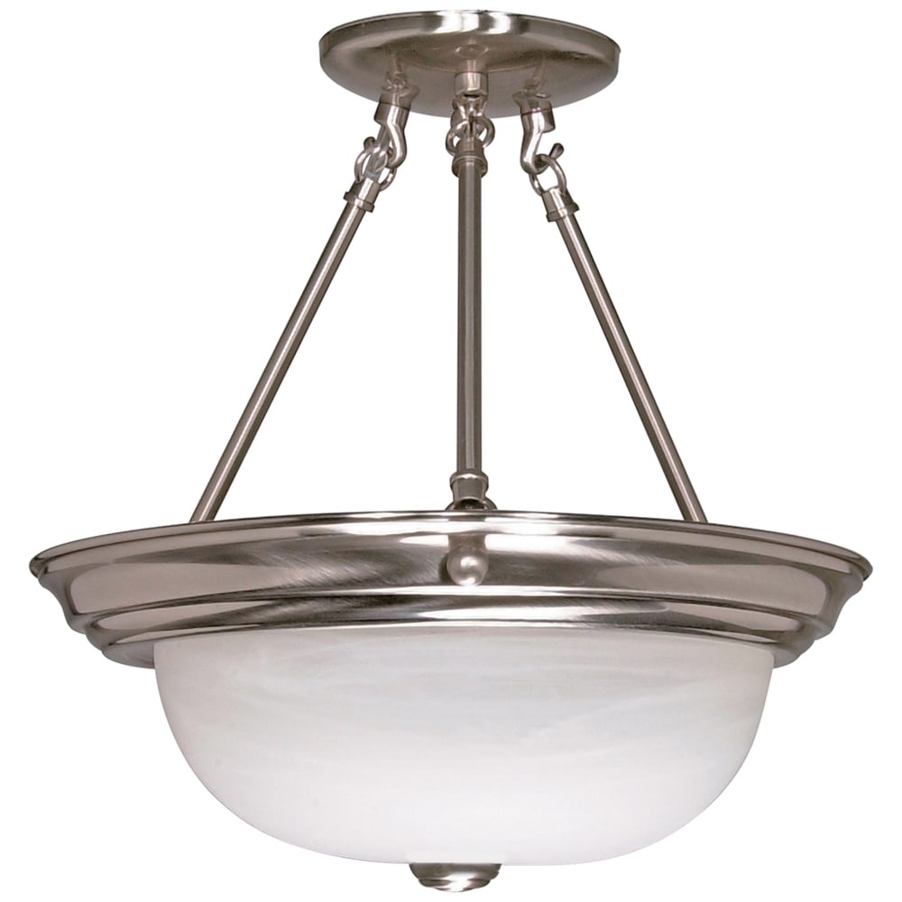 60-202 Transitional Semi-Flush Mount Light, (3) A19 Lamp, 120 V AC, Brushed Nickel Housing
