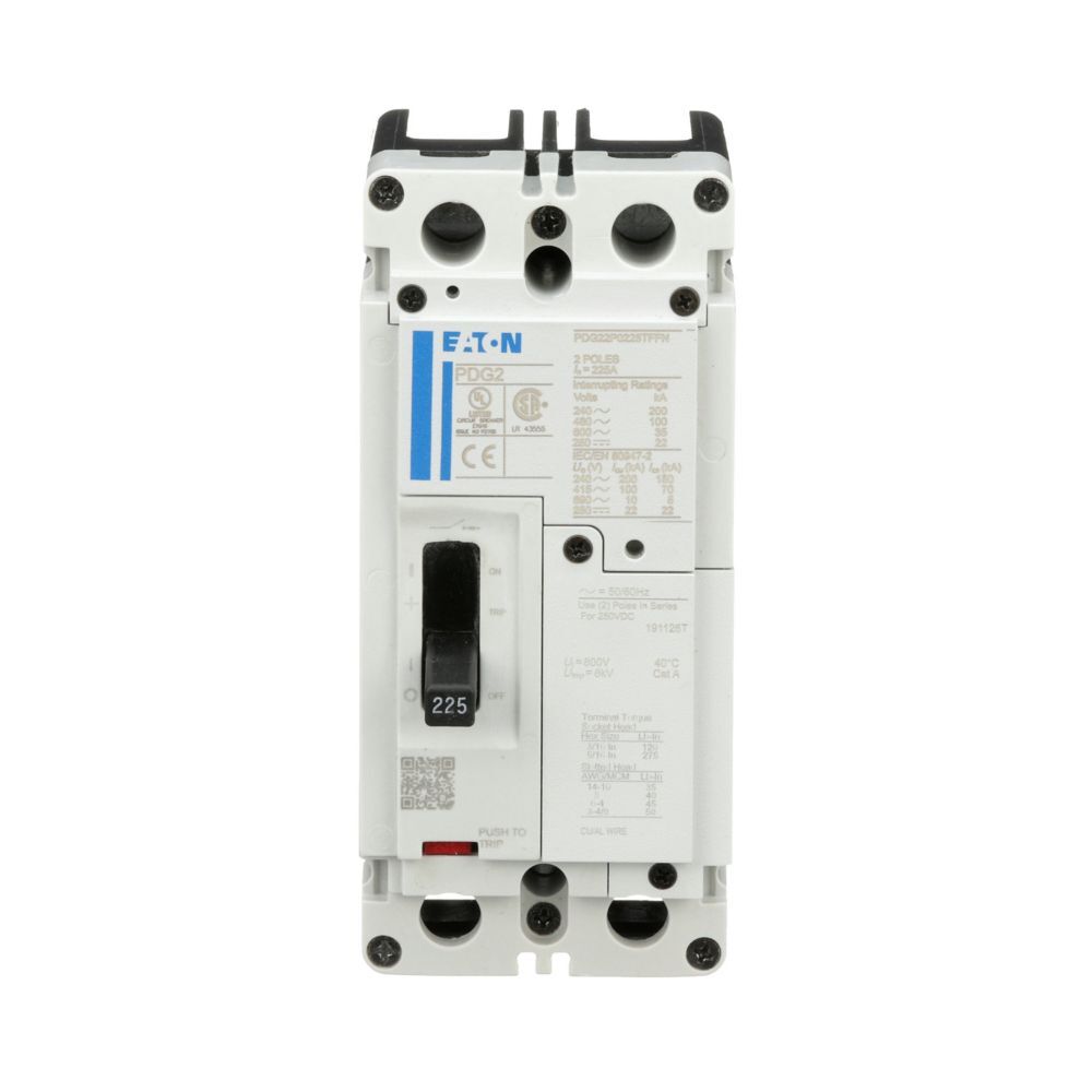 PDG22M0050TFFL PDG2 PD2 Global Ratings, 600 V AC, 50 A, 65 kA interrupt, 2 poles, T-M Fxd-Fxd TU trip