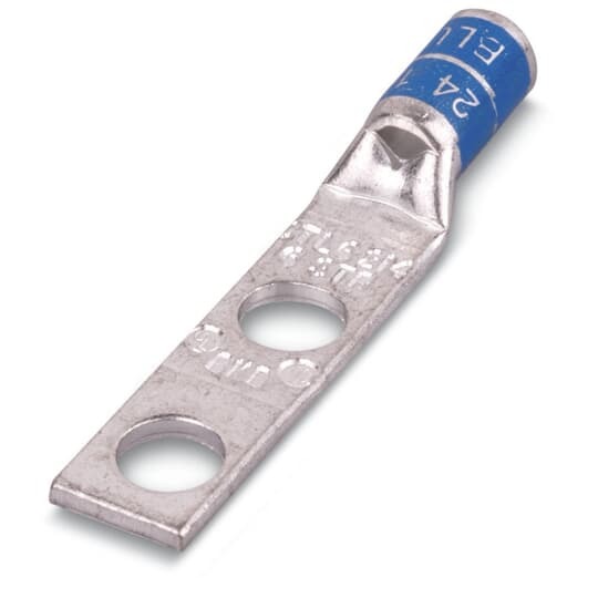 CTL202 Color-Keyed 2-Hole Compression Lug, 2/0 AWG Flexible/Stranded Copper Conductor, 1/2 in Stud, Copper
