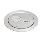 Cover kit has an ultra-thin stamped steel flange with a nickel-plated diecast zinc cover. Cover has two threaded openings with a low voltage separator and leveling ring.