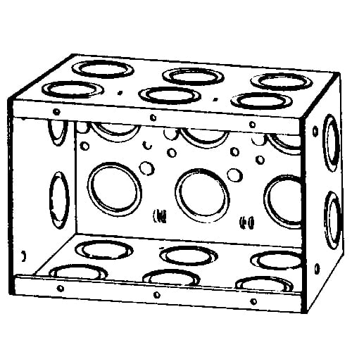 M3-350 M3 Series Non-Gangable Masonry Box, Steel, 66 cu-in, 3 Gangs, 22 Outlets, 22 Knockouts
