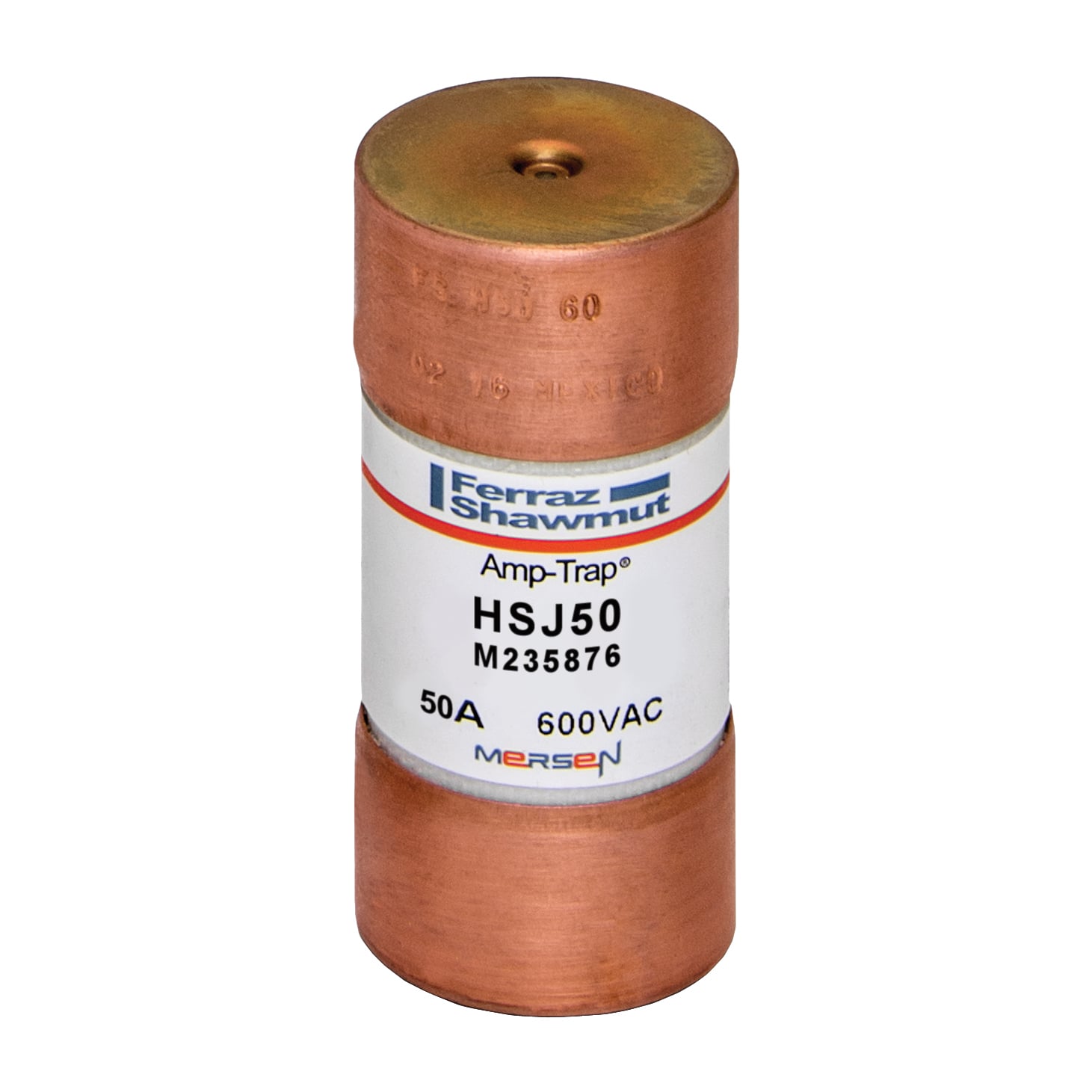 HSJ50 Amp-Trap Current Limiting Low Voltage High Speed Fuse, 50 A, 600 V AC/500 V DC, 200/100 kA, Class J, Cylindrical Body