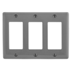 Hubbell Wiring Device Kellems, Wallplates and Box Covers, Wallplate,Nylon, 3-Gang, 3) Decorator, Gray
