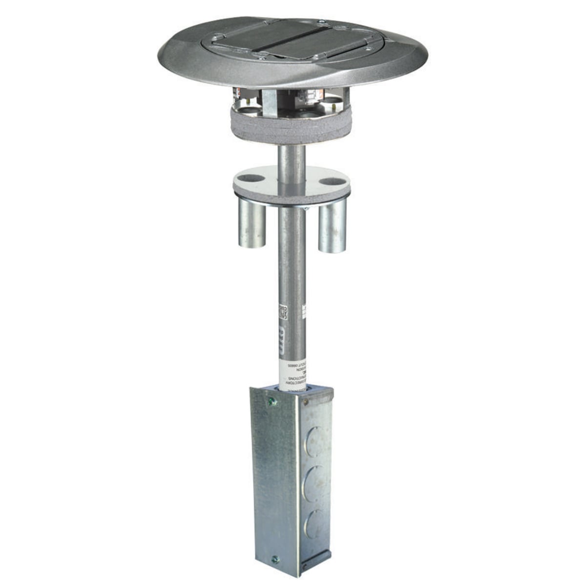 S1PT4X4GYJ 4X4 1-Piece Fire-Rated Flush Standard Poke-Through Complete Unit With Junction Box, 4 in Hole, 8 in Dia x 0.96 in THK Cover, 300 lb Capacity, Composite