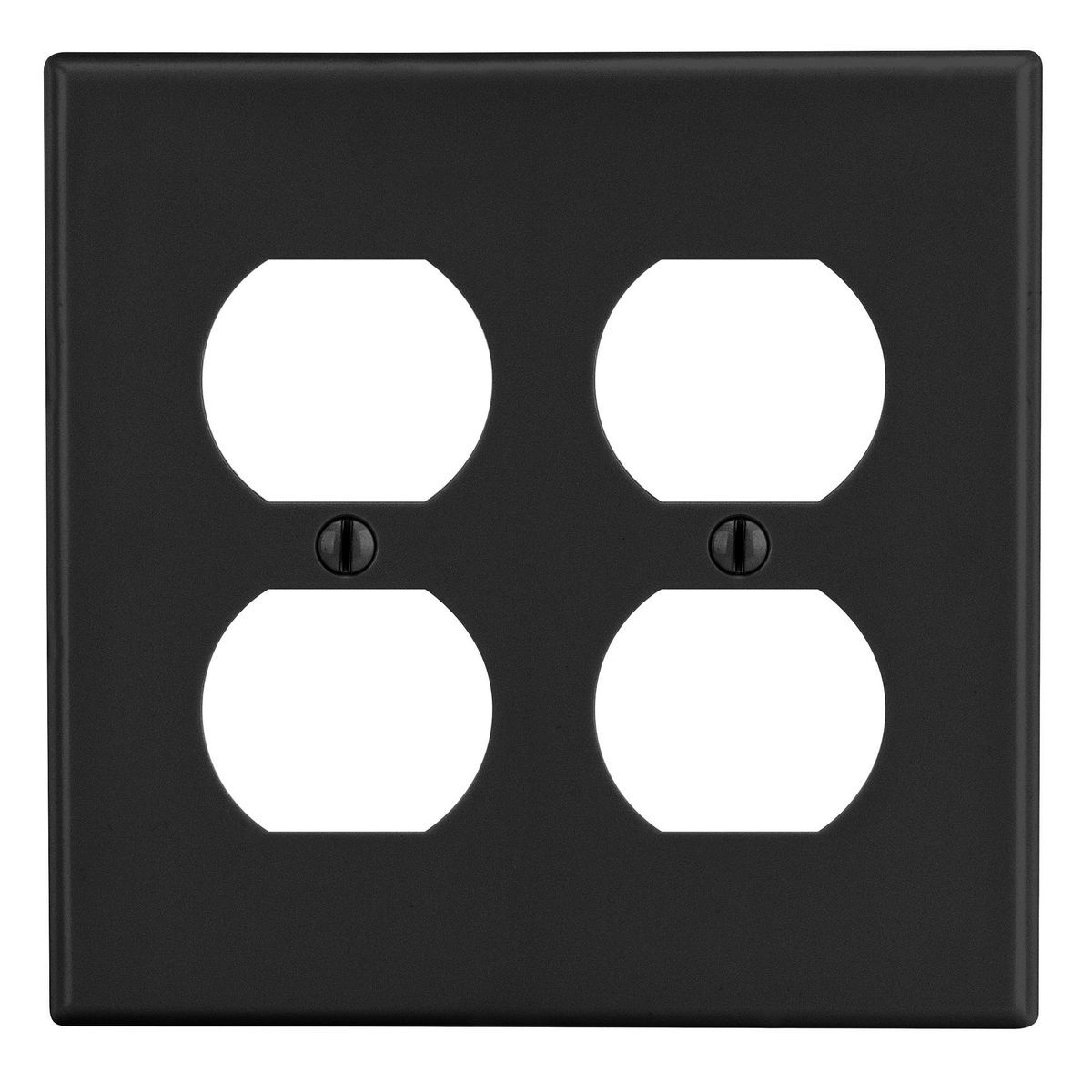 PJ82BK Mid-Size Non-Metallic Wall Plate, 2 Gangs, 5 in W x 4.94 in H, Polycarbonate Thermoplastic, Black