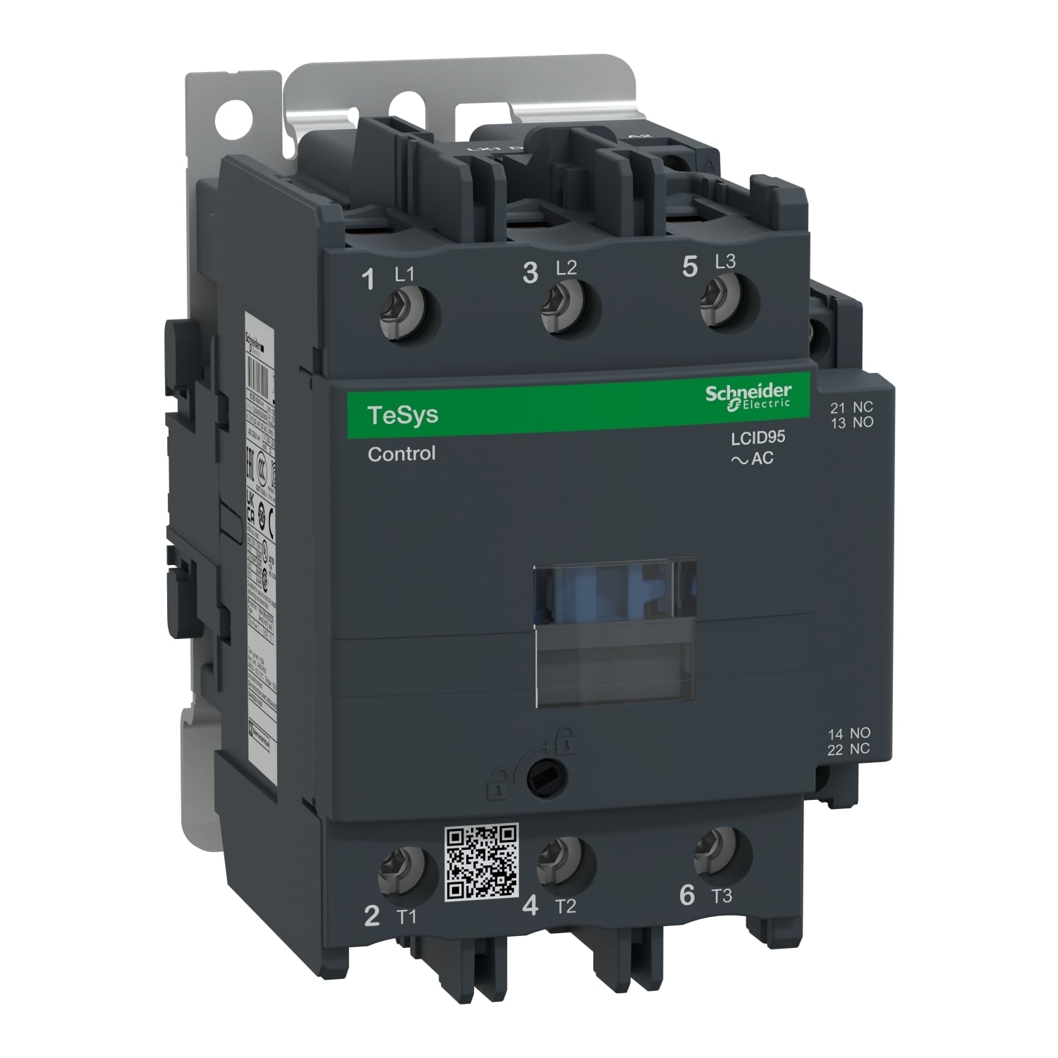 LC1D95M7 TeSys D LC1D Non-Reversing IEC Contactor With Safety Cover, 220 V AC V Coil, 95/125 A, 3NO Contact, 3 Poles